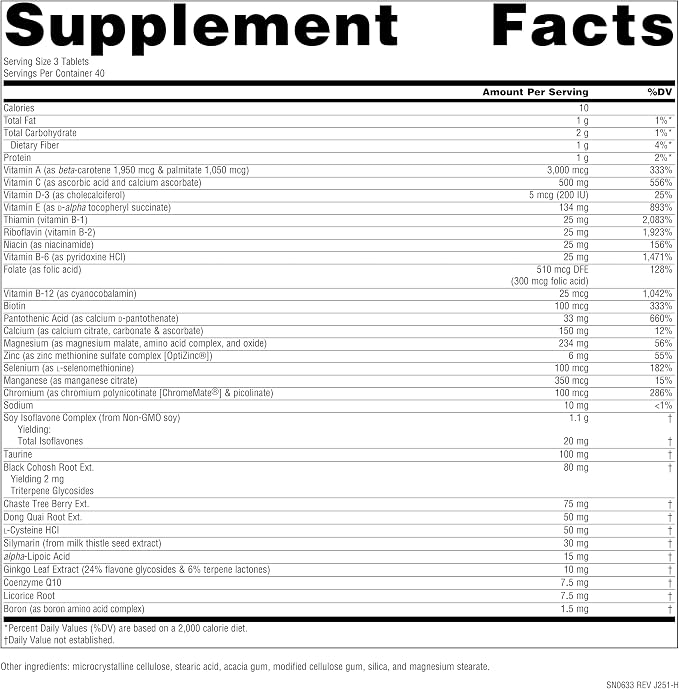 Source Naturals Menopause Multiple, Non-GMO Soy - Bio-Aligned Formula - 120 Tablets