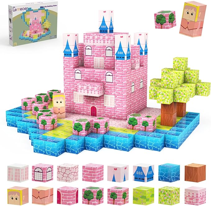 Magnetic Blocks, 48PCS 1inch Magnetic Building Cube Toys of Princess Castle Theme for Kids Boys Girls, Stacking Magnets for Kids, Birthday Gifts for Boys and Girls Age 3+ Years Old