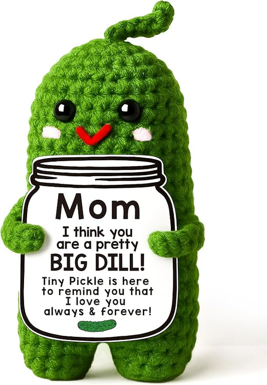 MAMAGIFTREE Birthday Gifts Christmas for Mom from Daughter or Son, I Love You Best Mom Ever Gift Funny Crochet Pickle Plush, Cute Handmade Mom Present, Unique Stocking Stuffer for Mama, Mother in Law