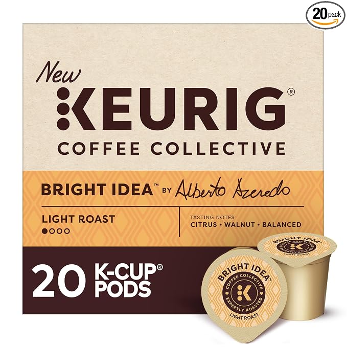 Keurig Coffee Collective, Bright Idea by Alberto Azeredo, Light Roast Coffee, Single Serve Keurig K-Cup Pods, 20 Count