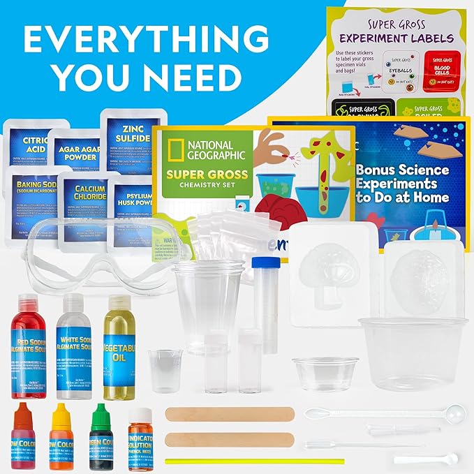 National Geographic Gross Science Kit - 45 Gross Science Experiments- Dissect a Brain, Make Slime, Creepy STEM Project for Boys and Girls, Birthday Gifts for Kids 8-12 (Amazon Exclusive)