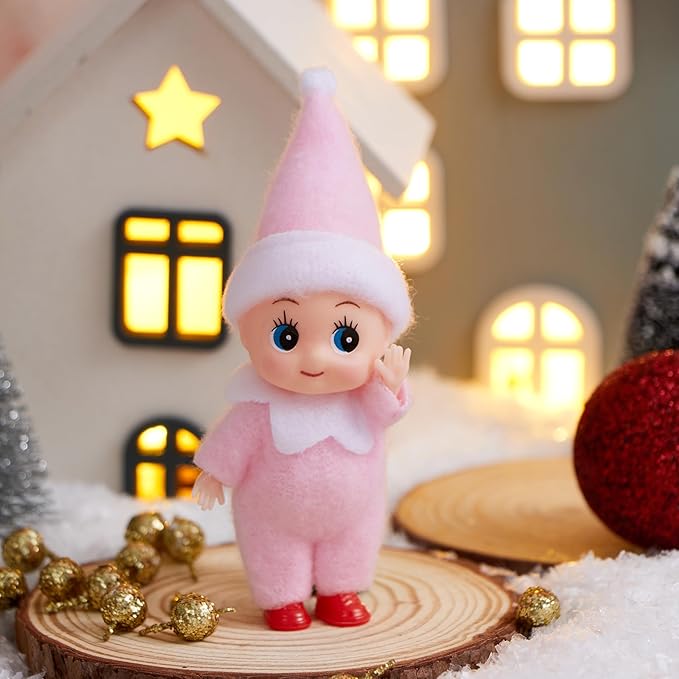 JOYIN 1 Pack Christmas Pink Tiny Elf Soft Plush Toy for Adults Kids Accessories Party Favors Xmas Party Supplies Christmas Decor, Xmas Gift