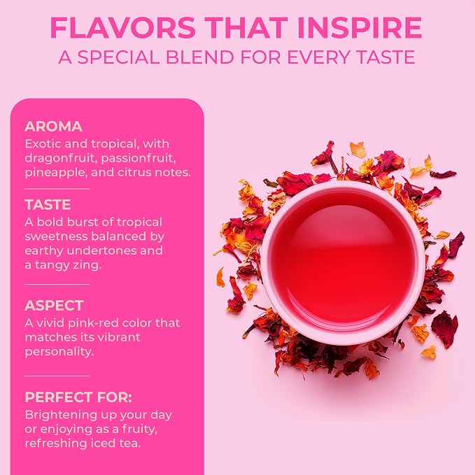 Katy’s Dragonfruit Loose Leaf Tea - Hibiscus, Dragonfruit & Pineapple - Premium Herbal Fruit Tea, Caffeine-Free, Sugar Free - Hot or Iced Tea - 30+ Cups - Woman-Owned