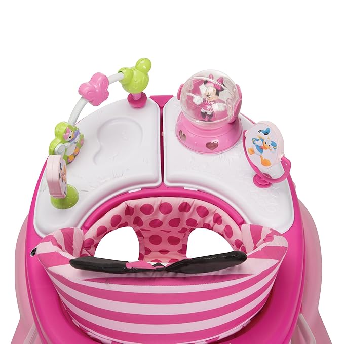 Disney Baby Minnie Mouse Baby Walkers and Activity Center, Pink Glitter Music and Lights Walker