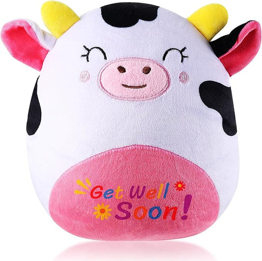 Get Well Soon Gift Cat Plush Cow Stuffed Animal Hug Pillow Sympathy Gift Get Well Toy Gifts for Kids Boys Girls Women(Cow)
