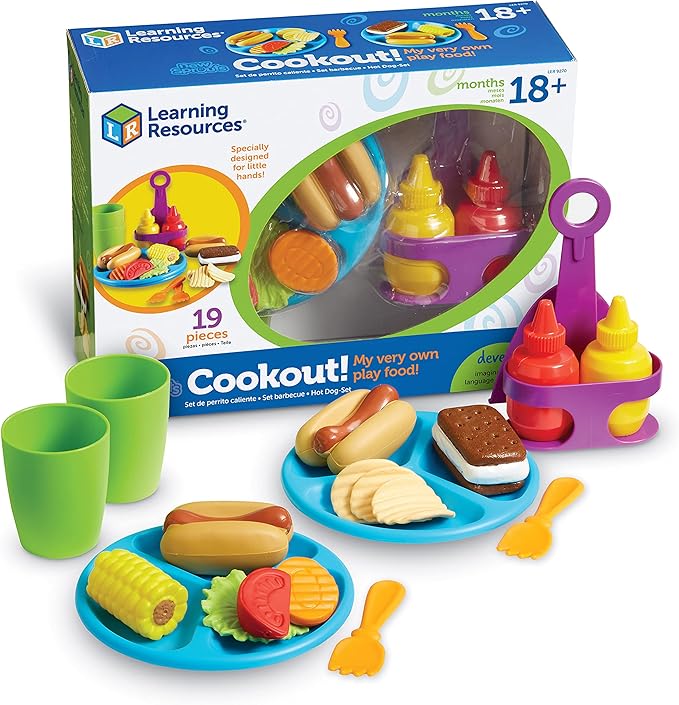 Learning Resources New Sprouts Cookout! ,19 Pieces, Ages 18+ months, Barbecue Set, Pretend Play Food for Toddlers