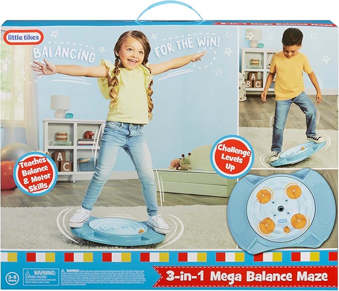 Little Tikes 3-in-1 Mega Balance Maze, Indoor/Outdoor, Balance & Motor Skills Active Play, for Boys & Girls Ages 3+ Years