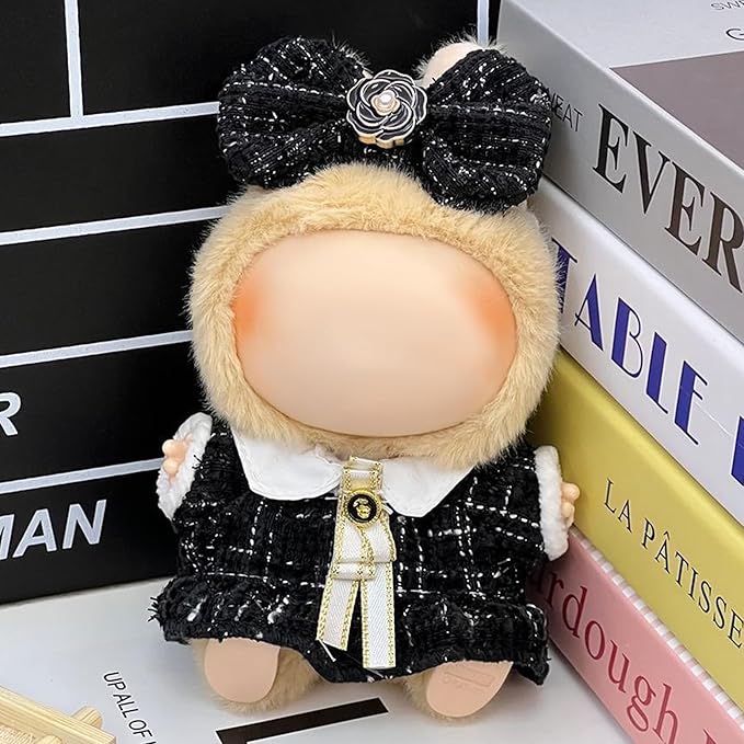 Clothes Fit for 17CM Doll, Fashion Doll Clothes Outfit Set Cute Theme Designer Toys Dress Accessories for Collector Fans Display (Black Tweed Jacket)