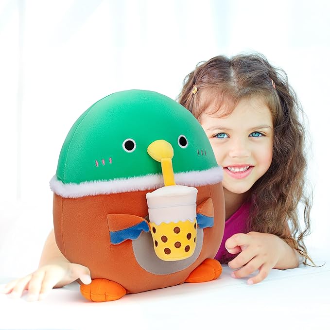 Original 13.5-inch Duck Pillow Stuffed Animal Toy Plush,Big Size Soft Cute Fat Cuddle Huggable Plushie Toys,Gift for Kids Family Girls Boys