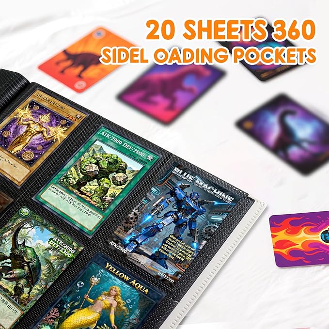 Card Binder 9 Pocket, PP Cover Trading Card Binder for 360 Cards, Sturdy Card Collection Album, Card Holder Folders for MTG, TCG, Game Cards & Sports Cards,White