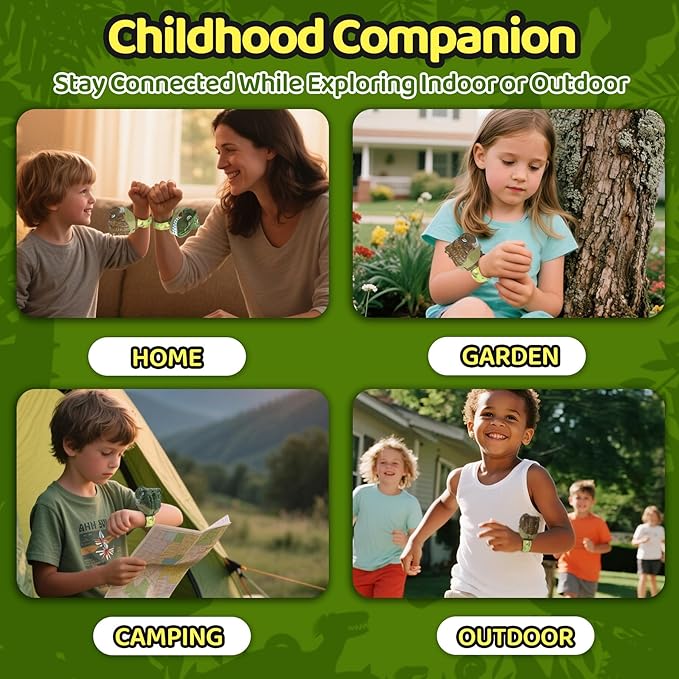 Vvinca Walkie Talkies for Kids 2 Pack Dinosaur - Toys for Boys Age 3-5 5-7 8-12 T-Rex Adjustable Strap Long Range Clear Sound Dino Walkie Talkie Outdoor Camping Christmas Birthday Gifts Toddlers