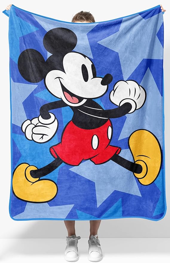 Jay Franco Kids Plush Throw Blanket – Soft & Cozy Fleece Throw for Bedroom & Couch Décor, Official Licensed Product, Blue - Mickey Mouse, 40x50 - Travel Blanket