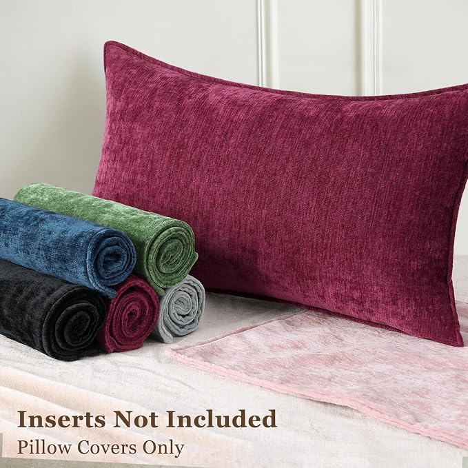 decorUhome Chenille Rhododendron Throw Pillow Covers 16x16 Set of 2 | Fall Soft Couch Decorative Modern Velvet Pillow Cases with Elegant Design for Sofa Bed Living Room Home Decor