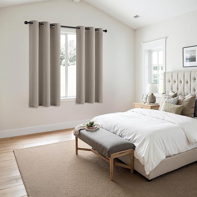 MIULEE Blackout Curtains for Bedroom 2 Panels 40 x 63 Inch Long Stone | Thermal Insulated, Living Room Darkening Grommet Drapes, Noise Reducing, Light Blocking Window Treatments