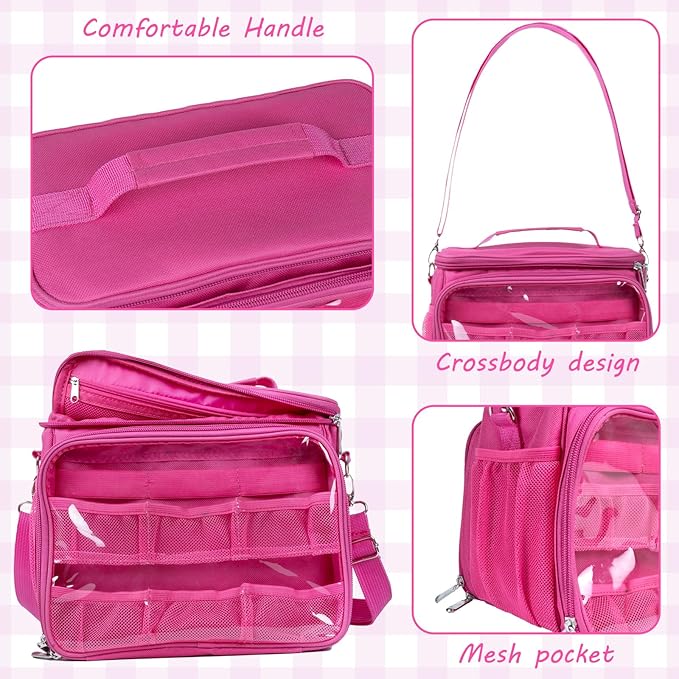 Carrying Case Compatible with Little Tikes Story Dream Machine Books Starter Set, Kids Toys Protective Bag with Handle and Shoulder Strap for Storytime, Little Character Collection(Pink)