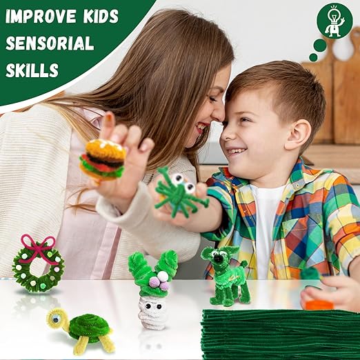 Green Pipe Cleaners Craft Bulk,Toys & Games,200pcs Chenille Stems,Fake Flowers for Decor,Arts Crafts,Sensory Toys,Christmas Birthday Gift for Kids Art Supplies for Projects Creative DIY Decorations