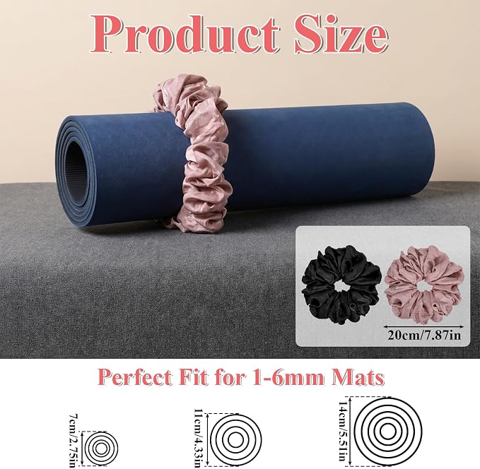 ElevateTech Yoga Mat Scrunchie Yoga Strap for Carrying Mat Durable & Elasticity Fabric MatHolder Fits All Standard YogaMats 2PCS (Mat Not Included)