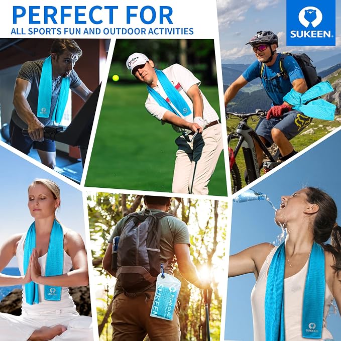 Sukeen Cooling Towel for Neck and Face (40"x12"), Microfiber Bulk Cooling Towels for Athletes Cooling Neck Wraps Instant Cooling Towels for Yoga,Gym,Golf,Running,Fitness and Workout