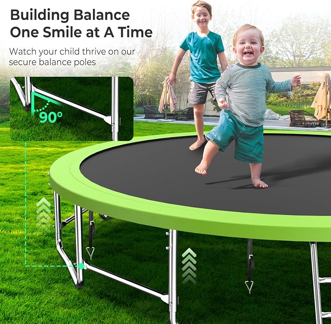 Lyromix Upgraded 16FT 15FT 14FT 12FT 10FT 8FT Trampoline Outdoor with Basketball Hoop and Net, Capacity for 4-6 Kids and Adults