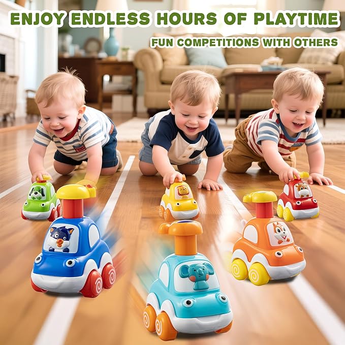 ALASOU 6 PCS Animal Car Toys for 1 2 Year Old Boy|Baby Toys 12-18 Months|1 2 Year Old Boy Birthday Gifts for Infant Kids|Cars for Toddlers 1-3