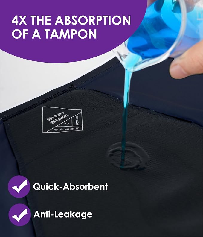 YESWEL Teen Girls Period Underwear, Menstrual Leak-Proof Heavy Flow Absorbency Washable Protective Cotton Panties 4 Pack