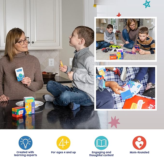 Bright Littles Conversation Cards - Family Bonding & Development Edition: Engage Kids & Parents in Mindful Discussion - Interactive Deck for Group, Table Topics & Game - Connect, Talk, and Grow