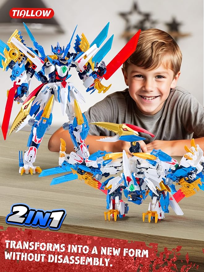Pterodactyl Robot 2 in 1 Building Toy Sets, Dinosaurs Mech Transforming Building Block Model, Mecha Action Figures Pterosaur Building Kits, for Boys, Adult Age 8-12 (Pterodactyl)