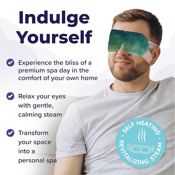 Heated Eye Mask For Dry Eyes - 15pcs Self Heating Steam Eye Mask - Warm Compress For Eyes - Warming & Ready To Use For Sleep & Relaxation - On-The-Go Warm Eye Compress For Dry Eyes Travel Essentials