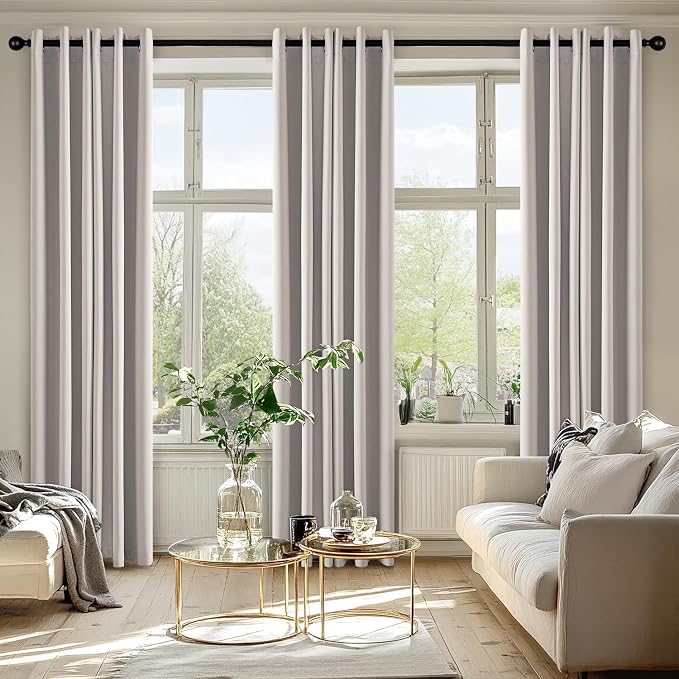 MIULEE Blackout Curtains for Bedroom 2 Panels 40 x 84 Inch Long Cobblestone | Thermal Insulated, Living Room Darkening Grommet Drapes, Noise Reducing, Light Blocking Window Treatments