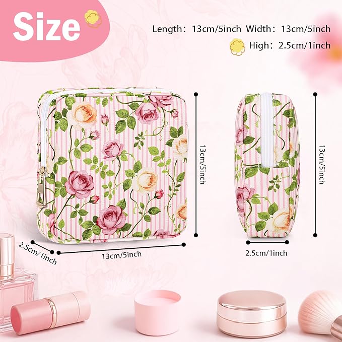 Period Bag Discreet Sanitary Napkin Storage Bags Pad Pouch | Rose Print Deisgn, Portable, Menstrual Cup & Pad Holder, First Period Kit Storage, Feminine Bag for Women