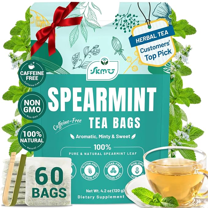 Spearmint Tea (60 Herbal Tea Bags) | Healthy & Refreshing Mint Tea | Supports Digestion & Wellness, Caffeine - Free, Non-GMO