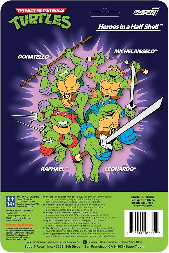 Super7 Teenage Mutant Ninja Turtles Donatello - 3.75" TMNT Action Figure with Accessories Classic Cartoon Collectibles and Retro Toys