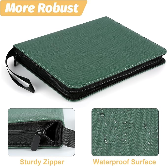 GERMUN 9 Pocket Card Binder, Premium Zip Trading Card Binder, 720 Double Sided Pocket PU Card Collection Binder, Collector Card Album, Card Folder for MTG, TCG, Sports Cards, Game Cards (Dark Green 1)