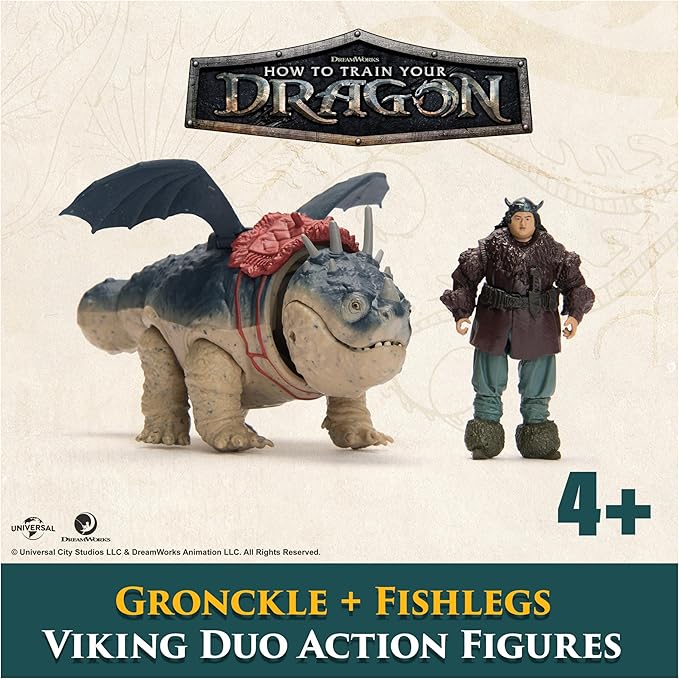 DreamWorks Dragons, How to Train Your Dragon, Gronckle & Fishlegs, Viking Duo Action Figures, Kids Toys for Boys Ages 4 and up
