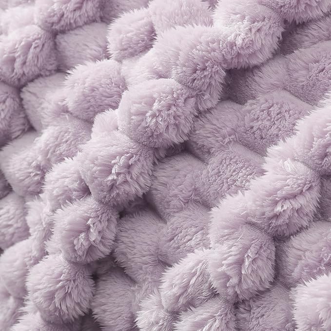 Whale Flotilla Soft Fleece Queen Size Bed Blanket Luxury 3D Jacquard, Lilac | Lightweight Breathable Coverlet Bedspread for All Seasons, Super Cozy Plush Fluffy Fuzzy Decorative Blanket for Bed, 90"x90"