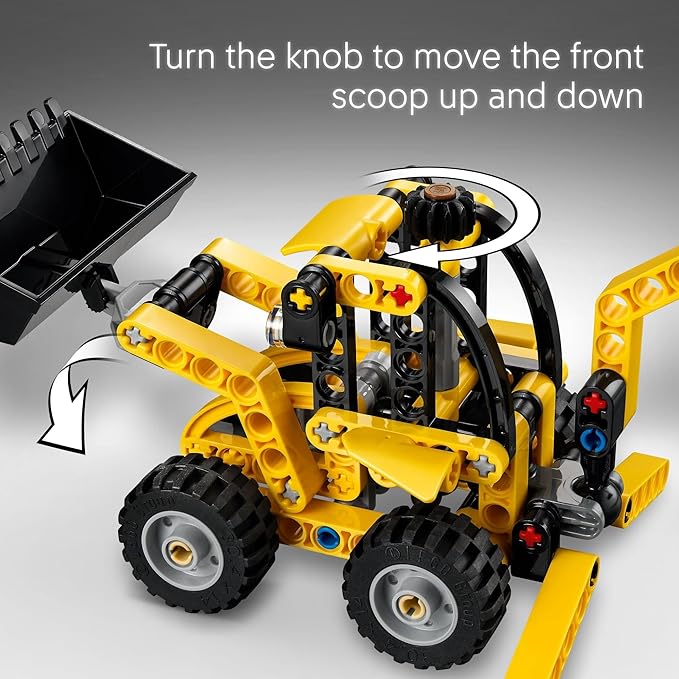 LEGO Technic Backhoe Loader Construction Toy - Building Toy Set for Boys and Girls, Ages 7+ - Educational Gift Idea for Kids Birthday with Usable Back Digger, Scoop, & Outriggers - 42197
