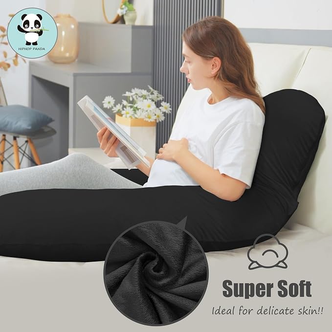 HIPHOP PANDA U-Shaped Pregnancy Pillow for Sleeping - Full Body Maternity Support Pillow with Removable Cover - Comfort for Back, Hips, Legs, Belly - 57 Inch for Pregnant Women, Black