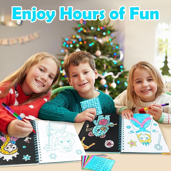 FUNNYB&G Foil Art Crafts for Kids Ages 4-8: Valentines Crafts for Kids 2026,Birthday Gift for Girls,Art and Crafts Supplies,Party Favors,Creative Toys for Girls Boys 4 5 6 7 8 9 Years Old (Winter)