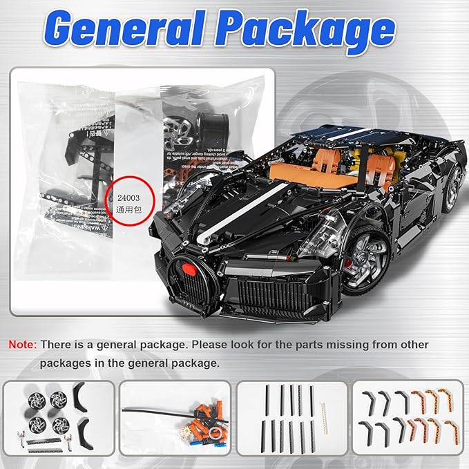 Sports Car Building Blocks Set for Adults, La Voiture Noire 1:10 Scale Race Car Model Building Toy Set Super Cars Display Model Collectible Set Gifts for Boys Teens Age 8+ (1949PCS)