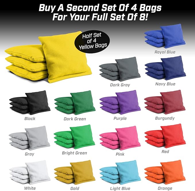 GoSports Cornhole Bean Bags Set of 4-16 Colors Available - Regulation All Weather, Mix and Match