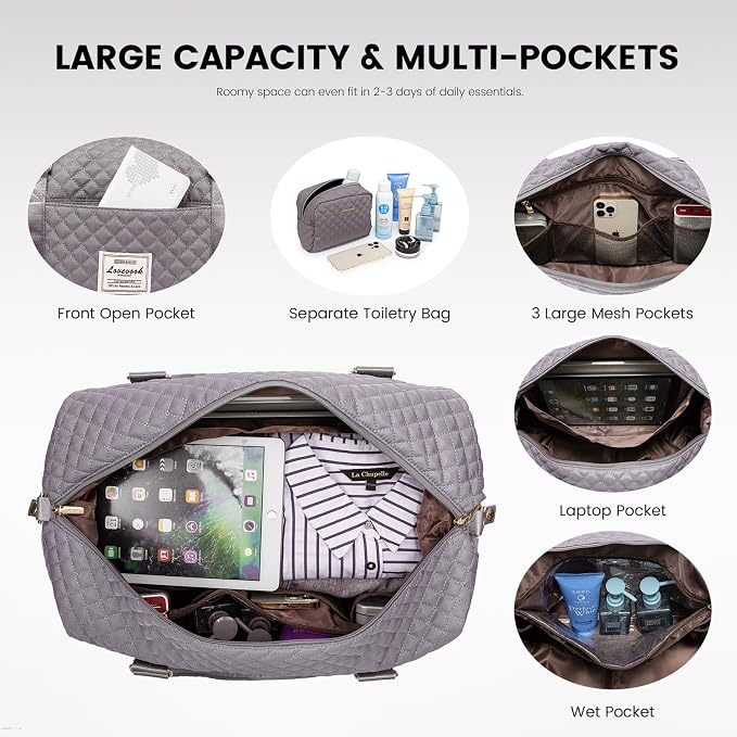 LOVEVOOK Travel Duffle Bag,Weekender Bags for Women with Shoe Compartment，Carry on Overnight Bag with Toiletry Bag,Gym Duffel Bag with Wet Pocket, Hospital Bags for Labor and Delivery