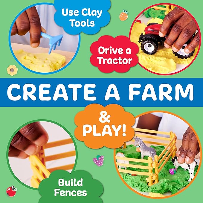 Creativity for Kids Sensory Pack: Farm, Sensory Toys for Toddlers, Pretend Play Farm Animals for Kids, Toddler Travel Toys & Easter Basket Stuffers (Ages 3+)