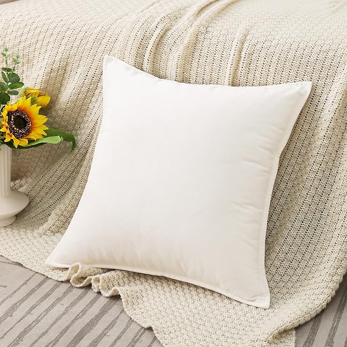 Velvet Cream white Throw Pillow Covers 24”x24”Pack of 2 Soft Decorative | Square Cushion Covers for Couch Sofa Bed Livingroom Car Home Decor,60x60Cm