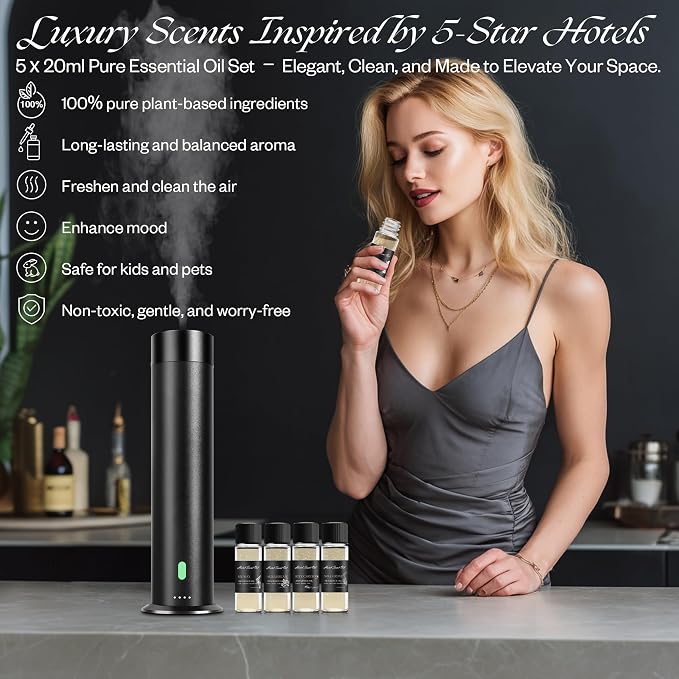 Essential Oil Set - 100% Pure Natural Essential Oil, Top 5 Hotel Scents Essential Oils for Any Diffusers - Aromatherapy Oils Gift Set - My Way, Rite Carlton, Auradream, No.1 Grove, Ocean Solace, 20mL