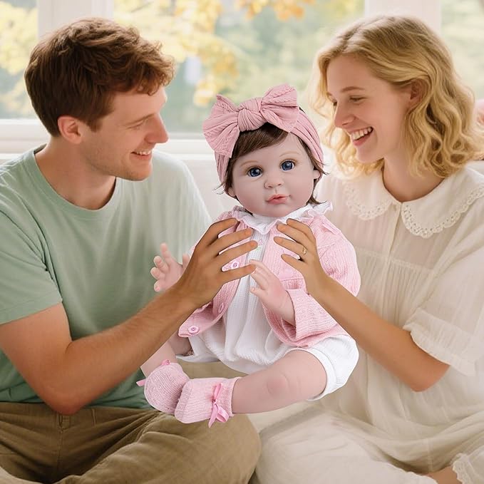 Milidool Reborn Baby Dolls Girl, 22 inch Lifelike Realistic Silicone Baby Girl Doll That Look Real Packaged with Feeding Toy Accessories Set,Gift for Grandma and Kids 3+