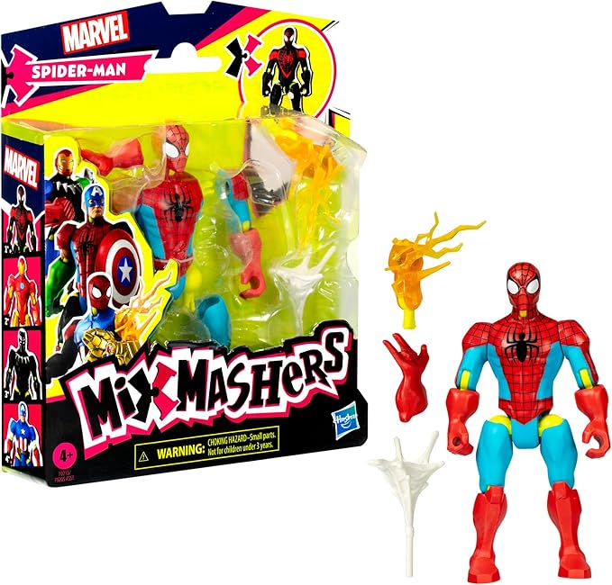 Spider-Man Marvel MixMashers Custom Mix-and-Match Action Figure & Accessories, 5-Inch-Scale Super Hero Toys for Kids Ages 4+