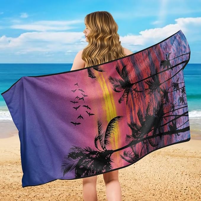 INSTANTARTS Coconut Tree Evening Sunset Car Seat Towel Cover Yoga Towel Car Seat Cover