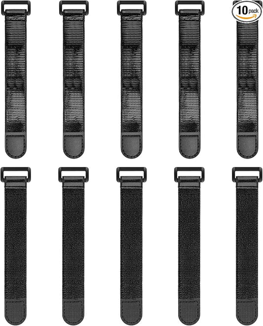 Trilancer Elastic Cinch Straps with Anti-Slip Strips, 6’’ x 1’’ (10 Pack) Heavy Duty Multipurpose Hook and Loop Straps for Extension Cords, Cables, Ropes,Hoses, Bike,Pant Garters,Garage and Workshop