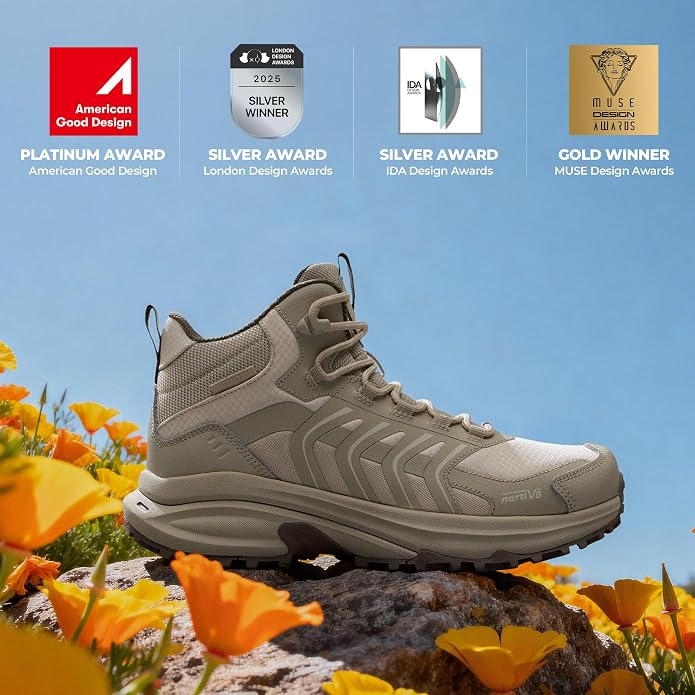 NORTIV 8 Women‘s Hiking Boots Waterproof Lightweight Outdoor Trekking Non Slip Comfortable Camping Ankle Breathable Everyday Boot Armadillo FieldLite