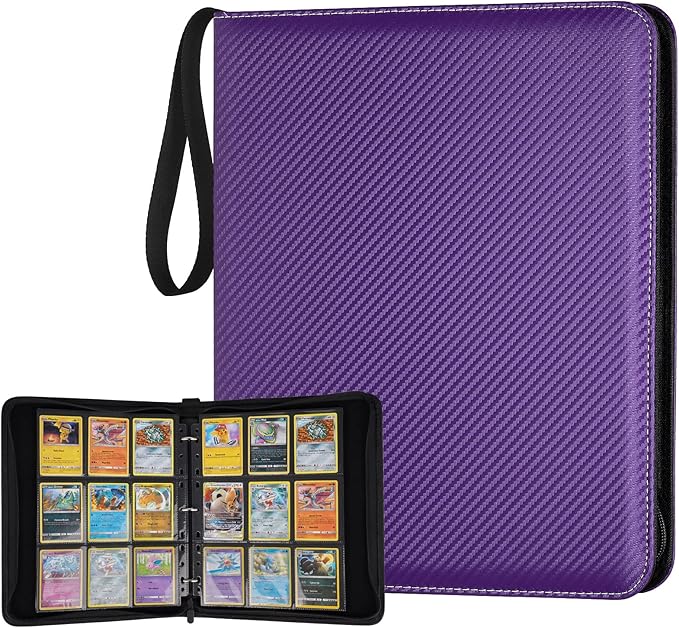 GERMUN 9 Pocket Card Binder, Premium Zip Trading Card Binder, 720 Double Sided Pocket PU Card Collection Binder, Collector Card Album, Card Folder for MTG, TCG, Sports Cards, Game Cards (purple)